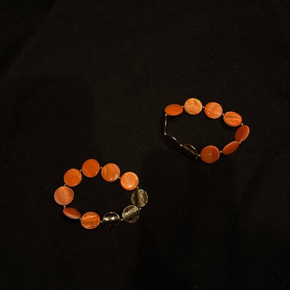 Elegant Orange and Gold Bracelets - Picture 2 of 2